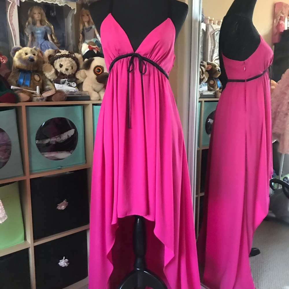 Bebe’s high low chiffon pink maxi dress